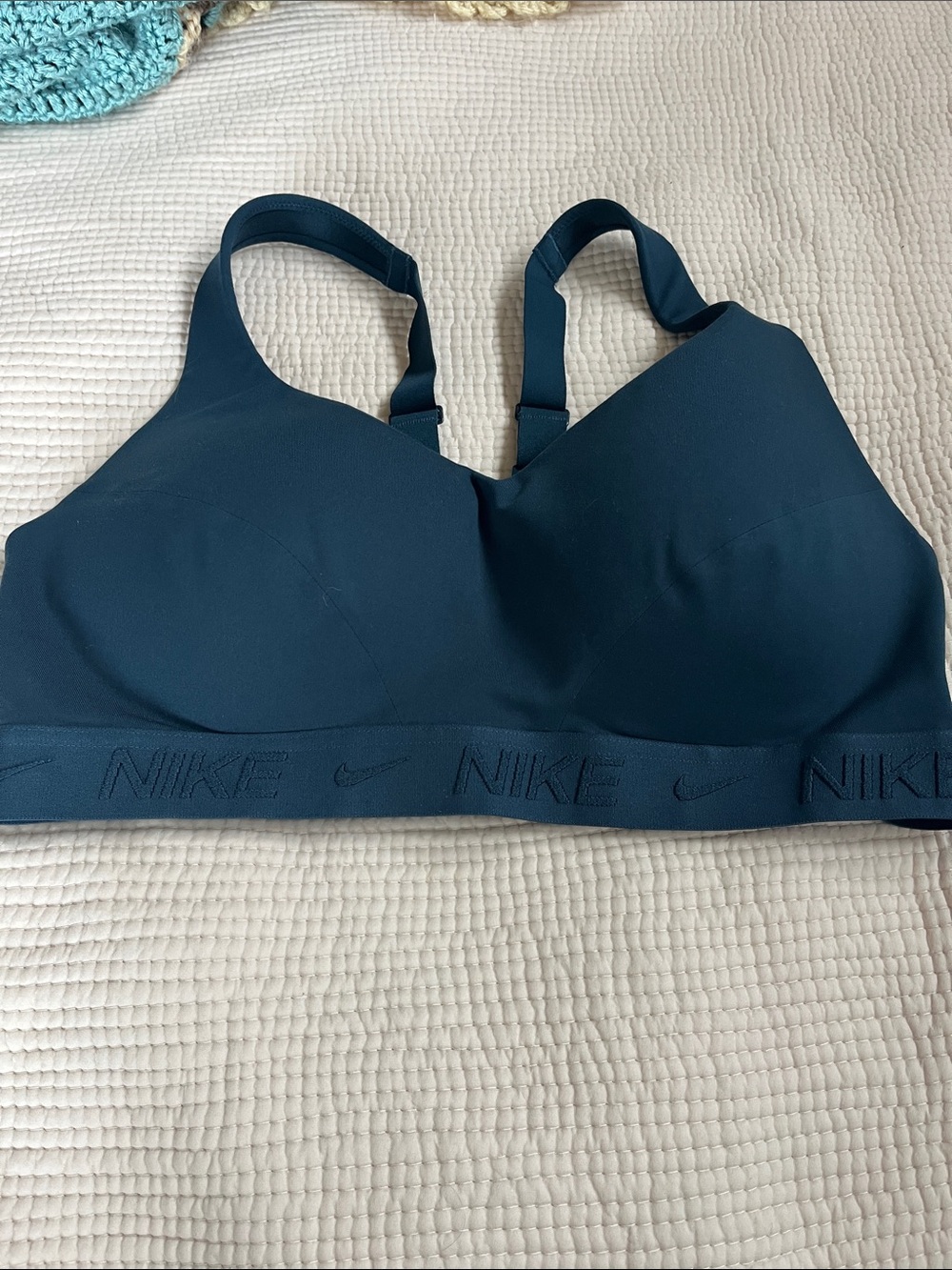Nike Indy High Support bra in size Medium - navy/teal blue Like New!
